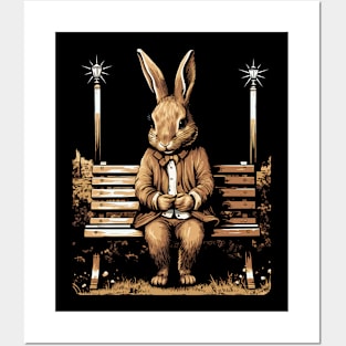 Easter Rabbit On Park Bench Bunny Lovers Posters and Art